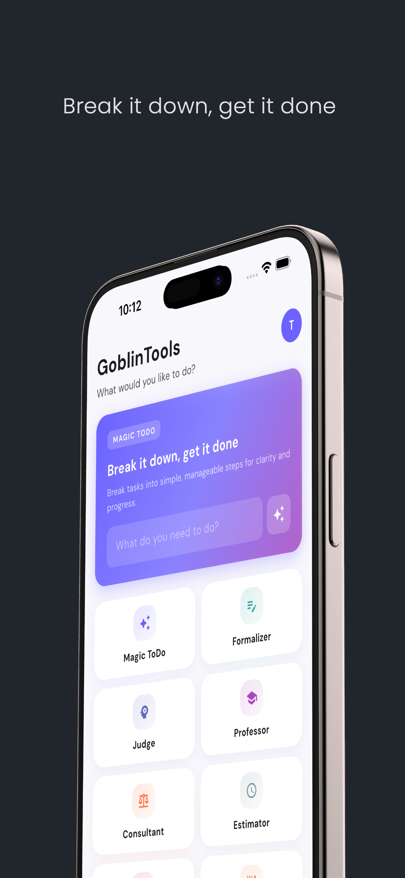 Goblin Tools - AI ADHD Planner screenshot